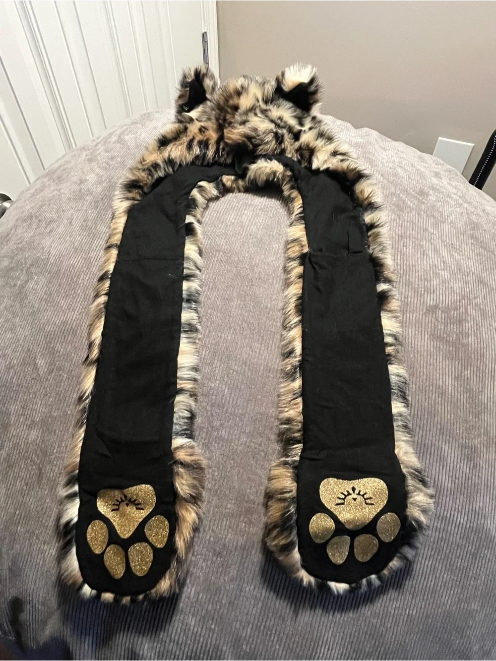 Spirithoods KIDS Leopard hood with sparkly gold paws